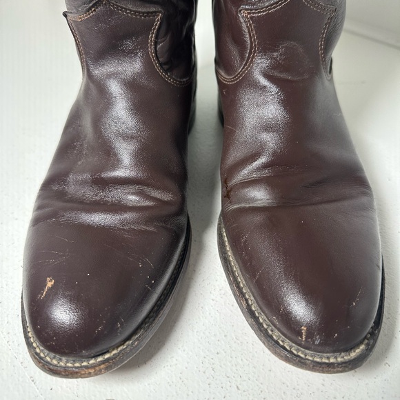 Justin Roper Boots Women’s 8B Brown Leather Western Cowboy Boots USA Made - Picture 3 of 8